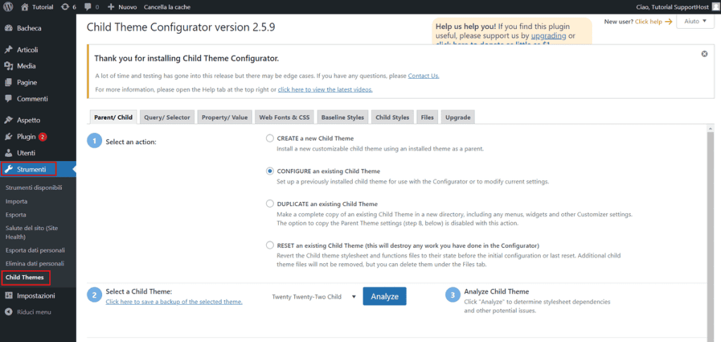 Strumenti Child Themes
