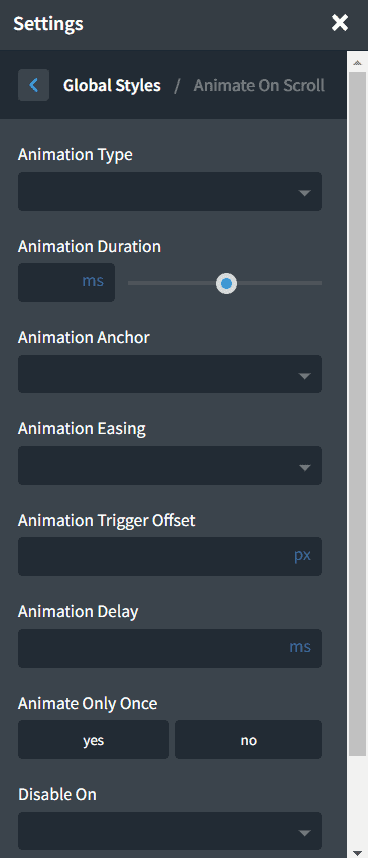 Global Styles Animate On Scroll Oxygen