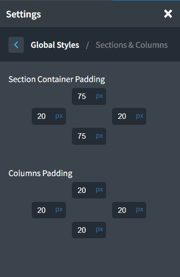 Global Styles Sections And Columns Oxygen