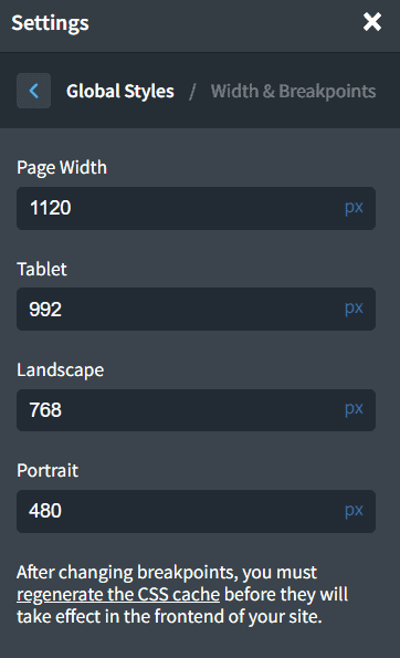 Global Styles Width And Breakpoints Oxygen