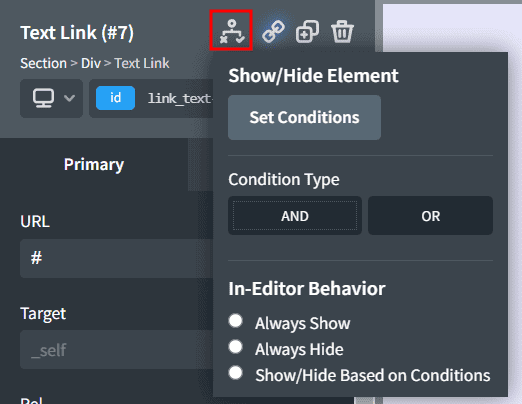 Oxygen Conditions Settings