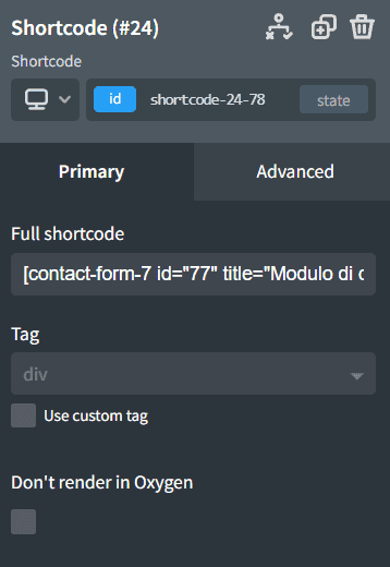 Oxygen Shortcode