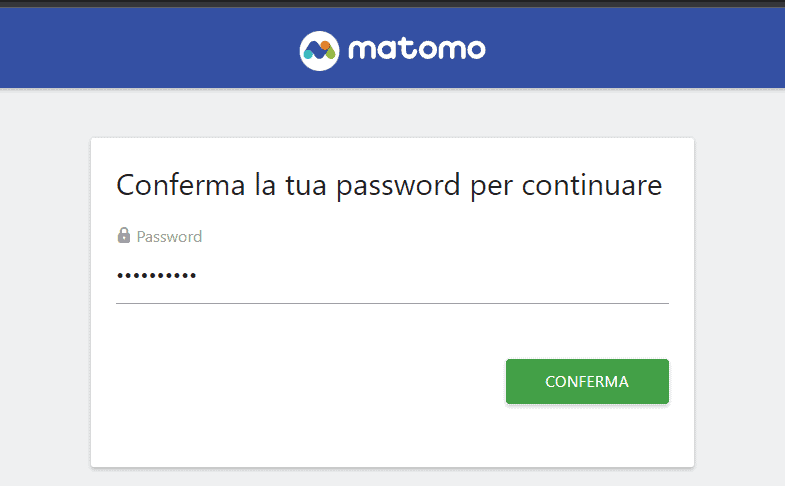 Inserire Password Matomo