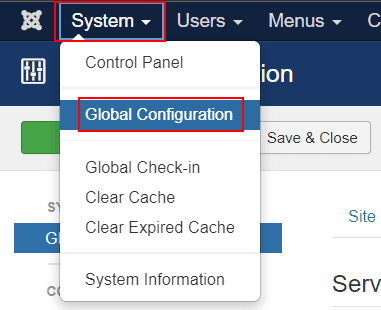 Joomla System Global Configuration