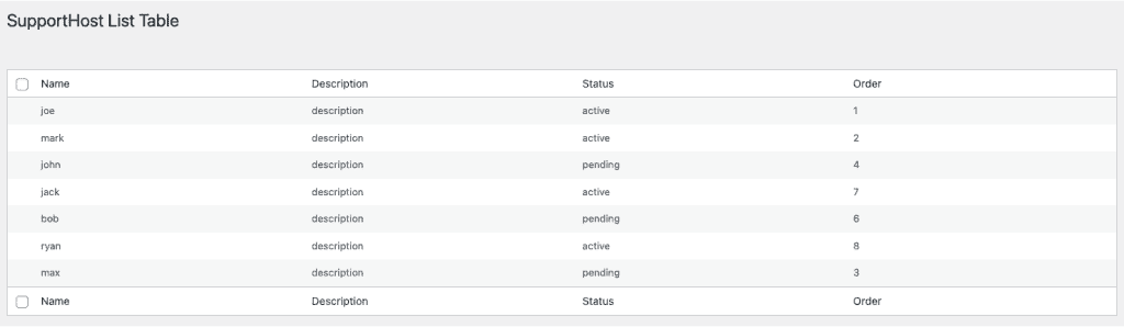 Wp List Table Tabella Admin