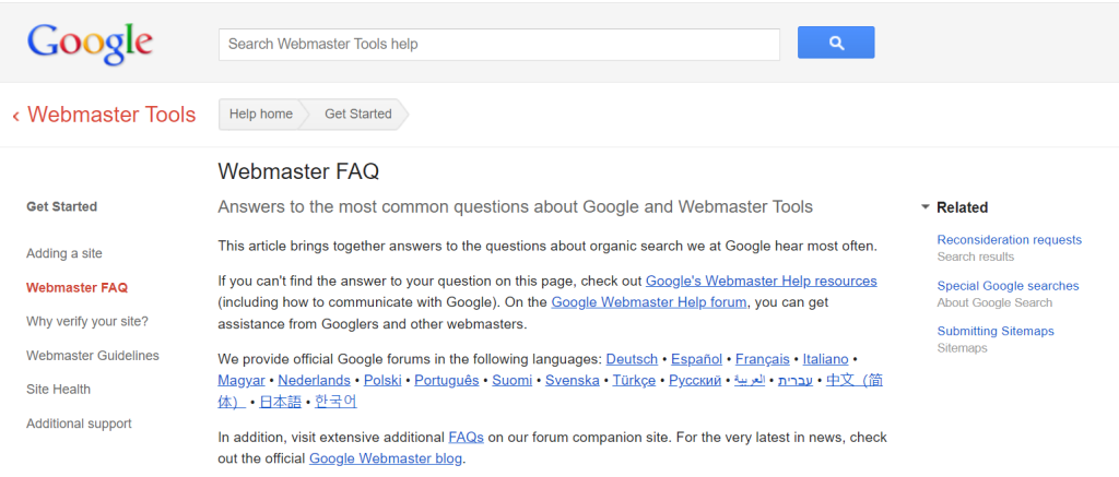Google Webmaster Tools Webarchive