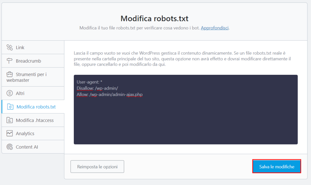 Modifica File Robots Txt Rank Math