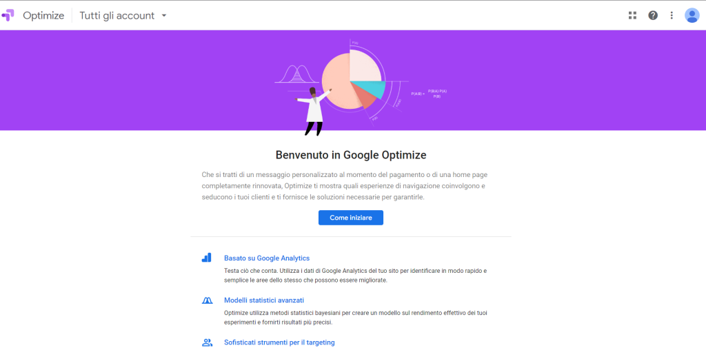 Google Optimize Pagina Benvenuto