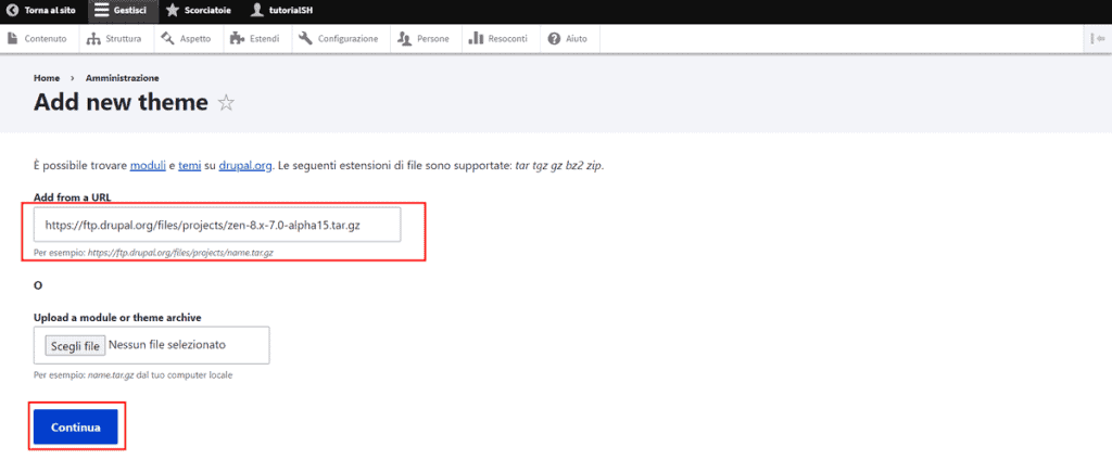 Aggiungere Tema Zen Su Drupal Da Url