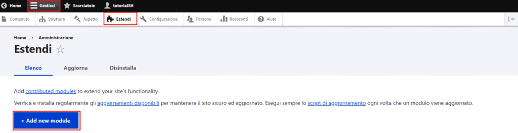 Aggiungi Nuovo Modulo Drupal