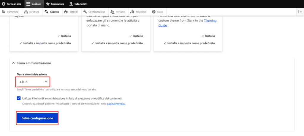 Cambiare Tema Amministrazione Drupal