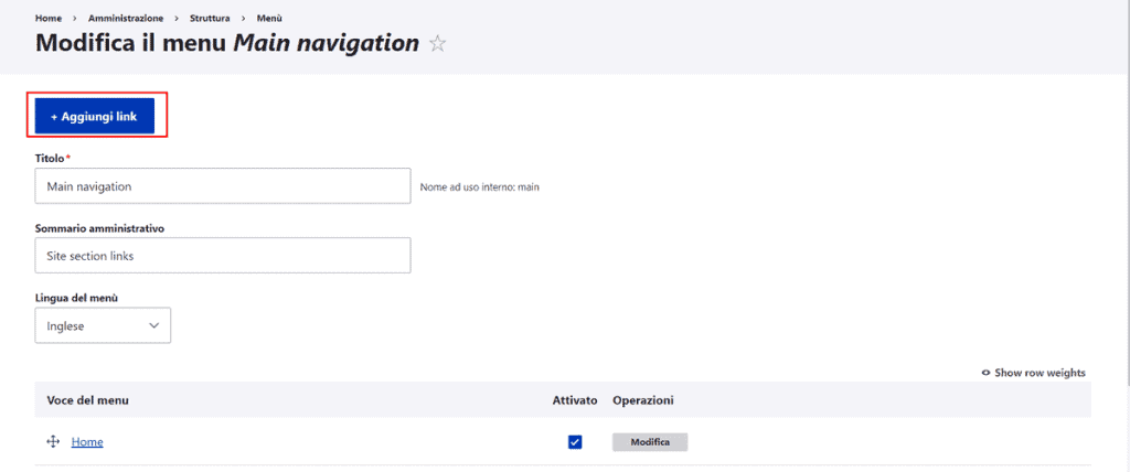 Creare Menu Con Drupal Aggiungi Link