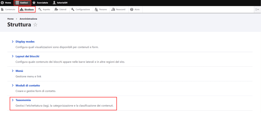 Gestisci Tassonomia Drupal