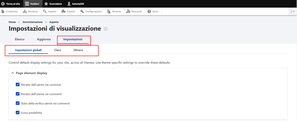Impostazioni Tema Drupal