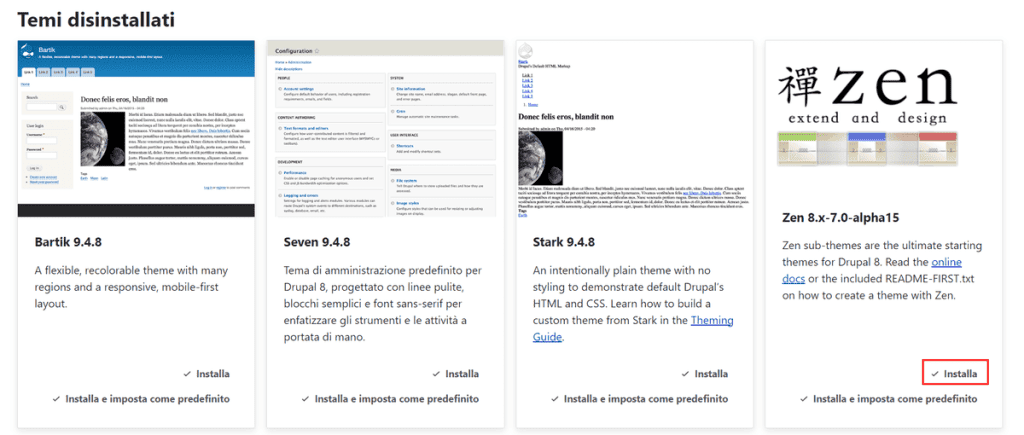 Installa Tema Aggiunto Drupal