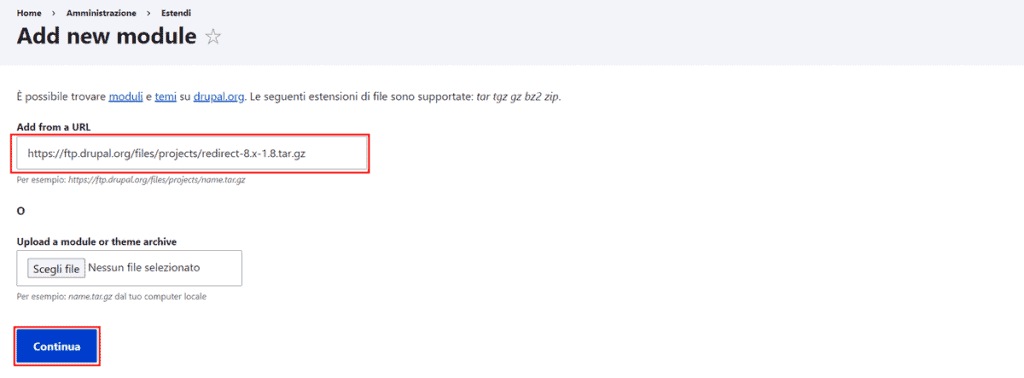 Installare Modulo Drupal Passo 3