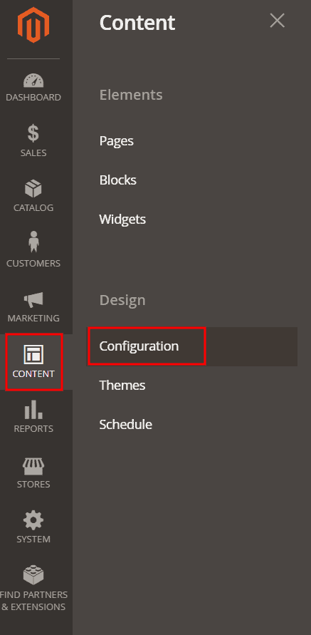 Magento Content Configuration