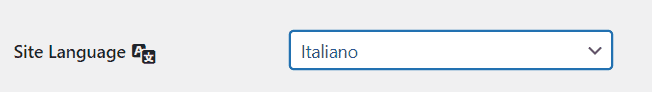 Site Language Italiano WordPress