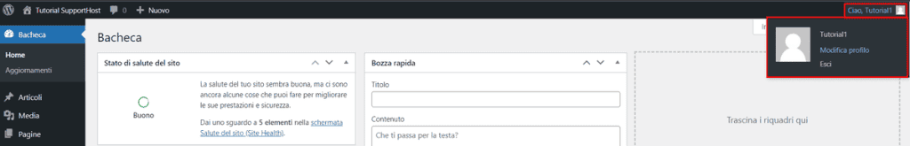 Barra Degli Strumenti Modifica Profilo WordPress