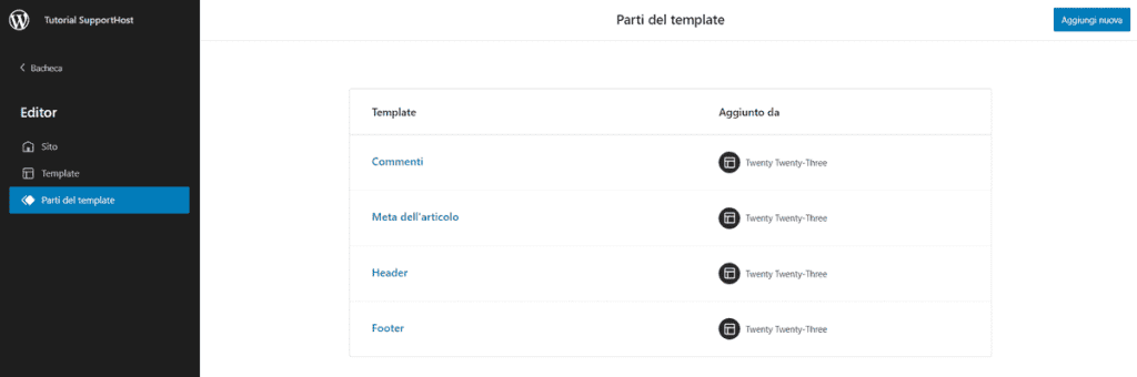 Editor A Blocchi Parti Del Template