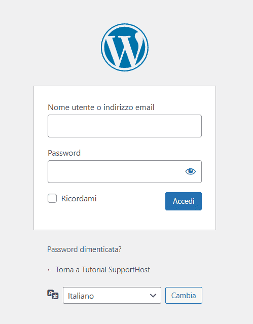 Schermata Di Accesso Di WordPress