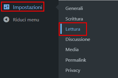 Wordpress Impostazioni Lettura