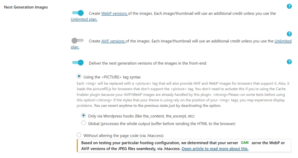 Impostazioni Per Immagini Webp Shortpixel