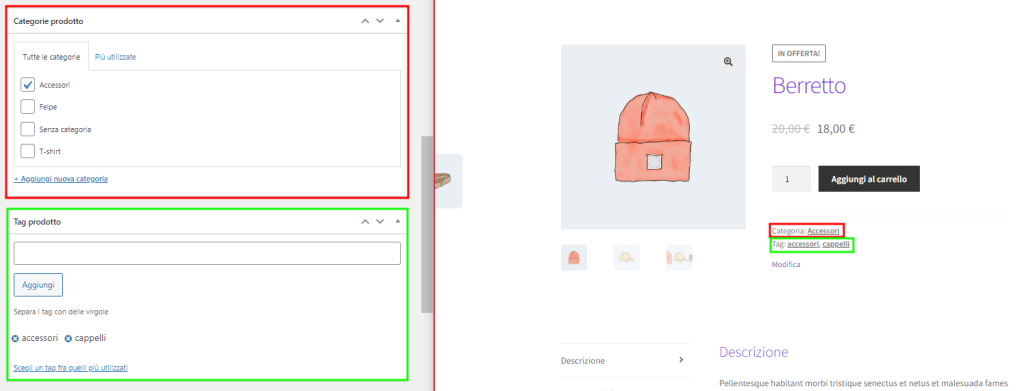 Prodotto Woocommerce Categorie E Tag Back End E Front End