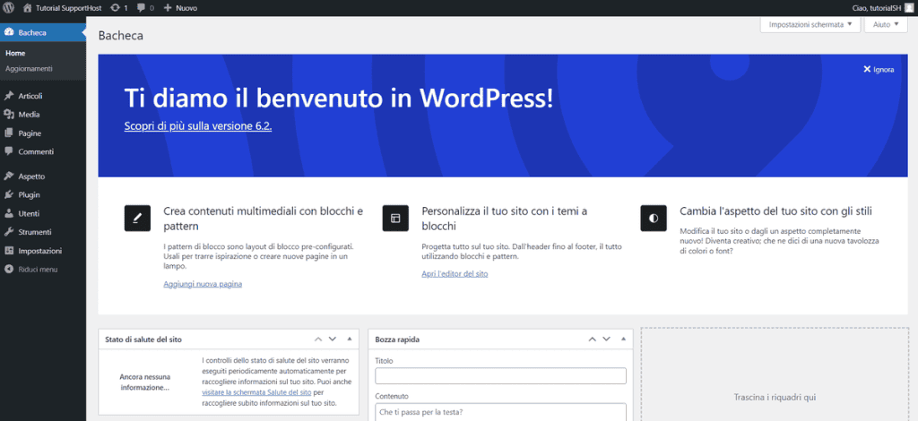 Bacheca Di WordPress Versione 62