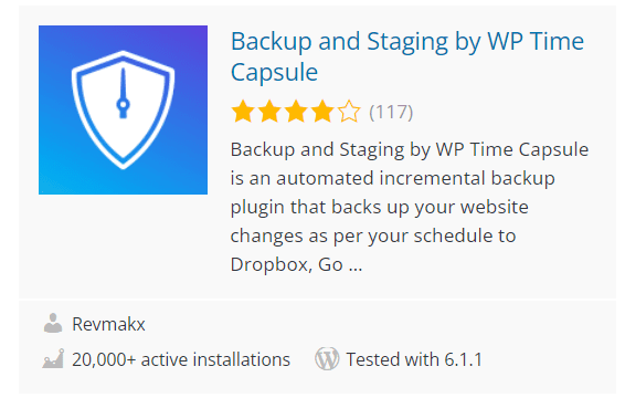 Backup And Staging By Wp Time Capsule Informazioni Plugin WordPress
