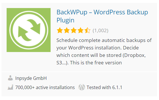 Backwpup Informazioni Plugin WordPress