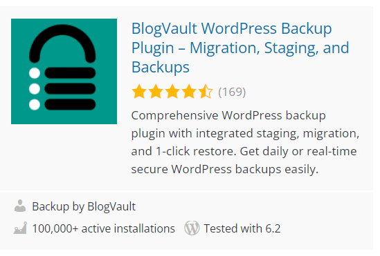 Blogvault Informazioni Plugin WordPress