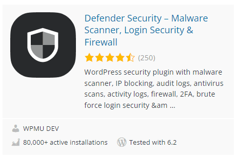 Defender Security Plugin WordPress
