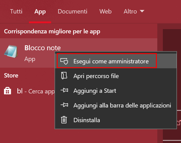 Esegui Blocco Note Come Amministratore Windows 10