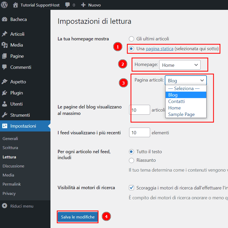 Impostare Home E Blog Come Pagine Separate Con WordPress