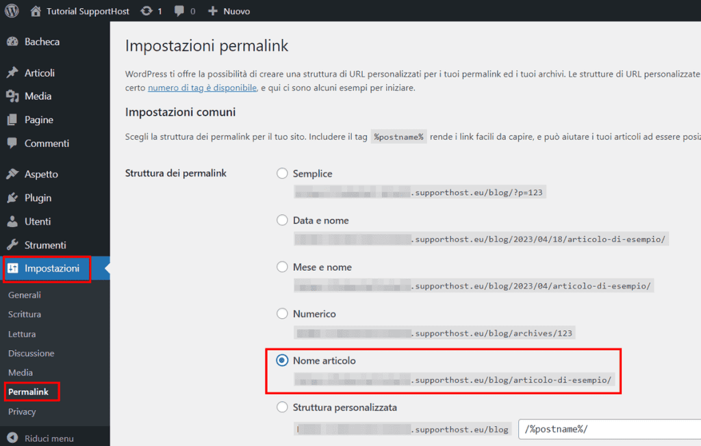 Impostare I Permalink Per Un Blog WordPress