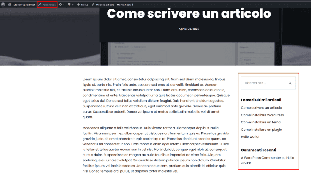 Modificare La Sidebar Di Un Blog WordPress