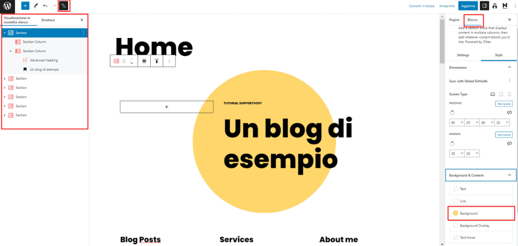 Modificare Modello Di Sito Home Page Blog WordPress