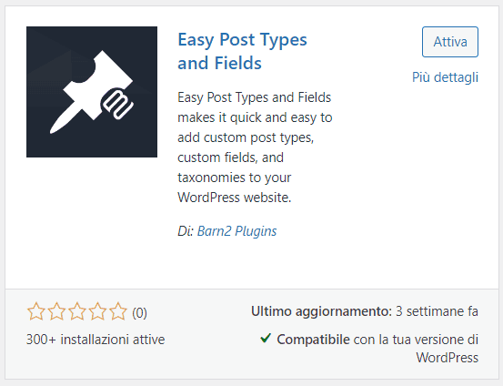 Easy Post Types And Fields Plugin WordPress