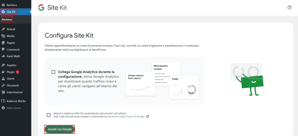Configurare Site Kit Google Adsense