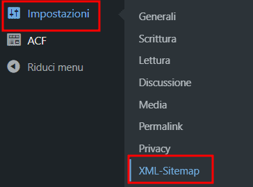 Impostazioni Xml Sitemap Generator