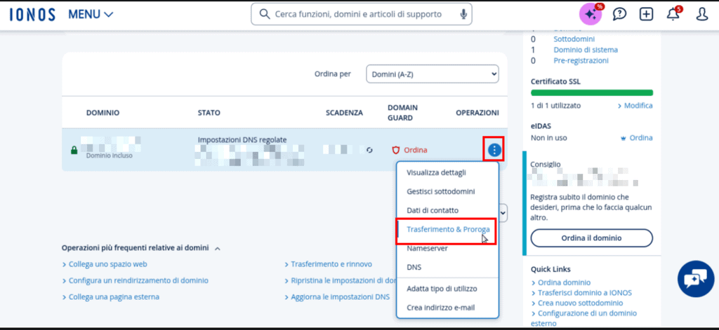 Richiedere Auth Code Ionos Step 1