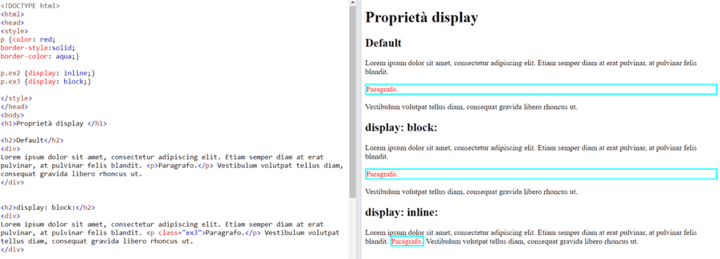 Differenza Tra Block E Inline Css