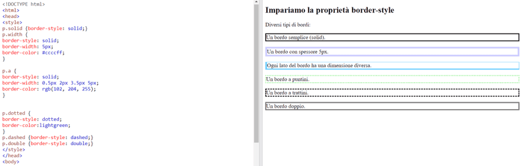 Esempi Border Color
