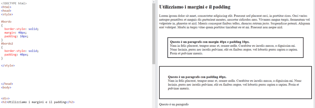 Esempi Di Margin E Padding