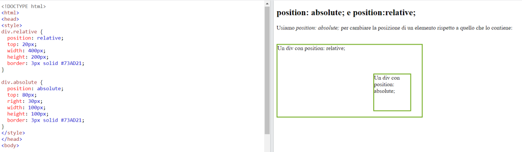 Esempi Di Position Relative E Absolute