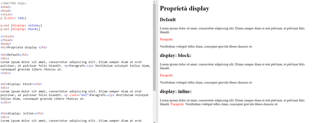 Esempi Di Proprieta Display