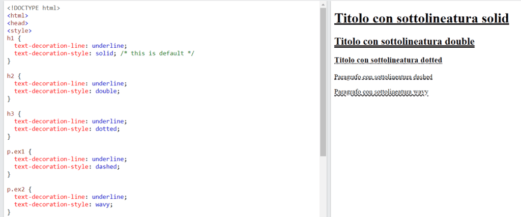 Esempi Di Text Decoration Style