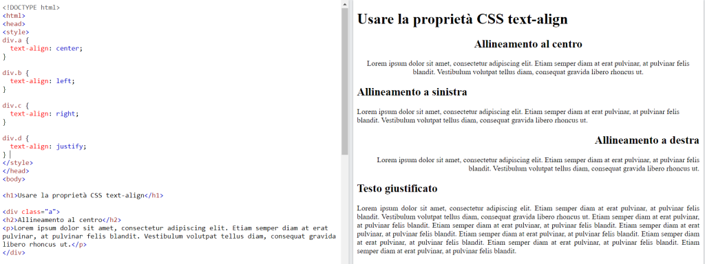 Esempi Proprieta Css Text Align