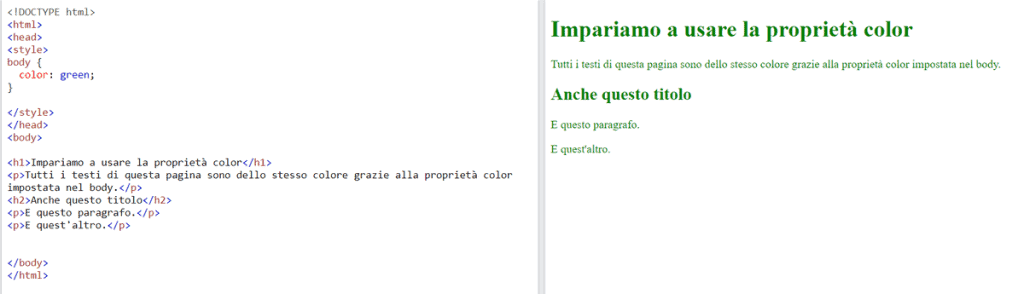 Esempio Colore Dei Testi Body Css